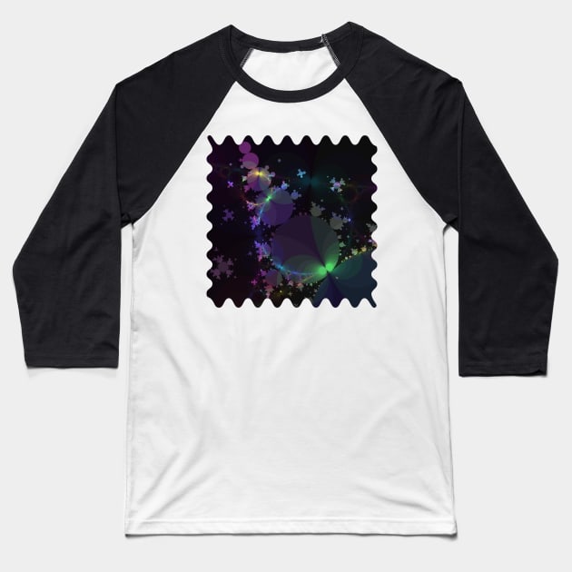 Pretty Fractal Circles and Snowflakes Baseball T-Shirt by Gingezel